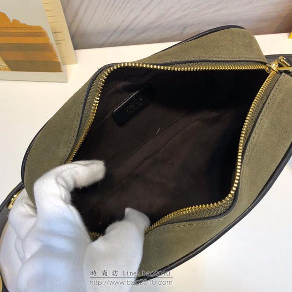 FENDI相機包 小巧手袋 相機袋 墨綠色麂皮 芬迪斜挎包  fdz2073